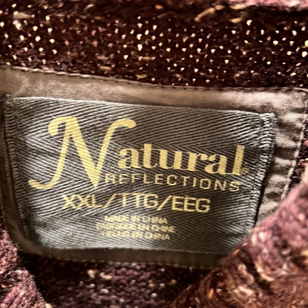NWOT, “Natural Reflections”  XXL Sweater.  Color - Redish Brown. - Picture 5 of 6